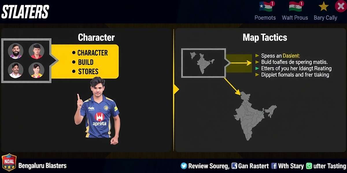 Bengaluru Blasters Strategy Guide Bengaluru Blasters strategy guide illustration showing character build recommendations and map tactics for Indian players