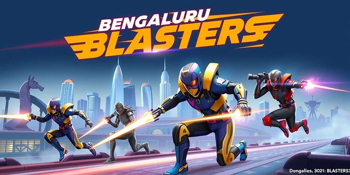 Bengaluru Blasters Official Game Cover Bengaluru Blasters Game Cover - Futuristic cyber warriors in action against Bengaluru's tech skyline backdrop